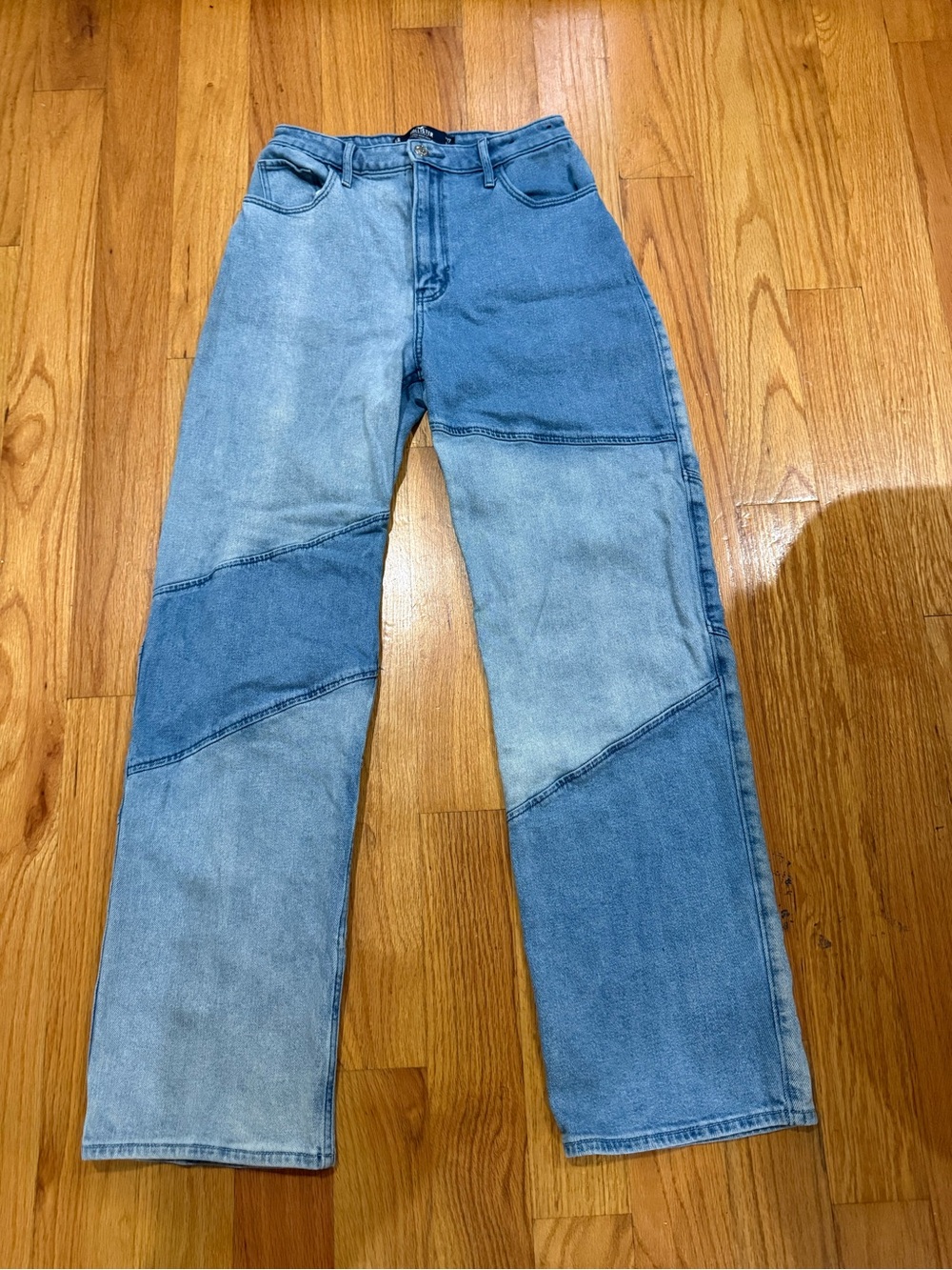 Hollister Patchwork Two-Tone High Rise Dad Jeans 27